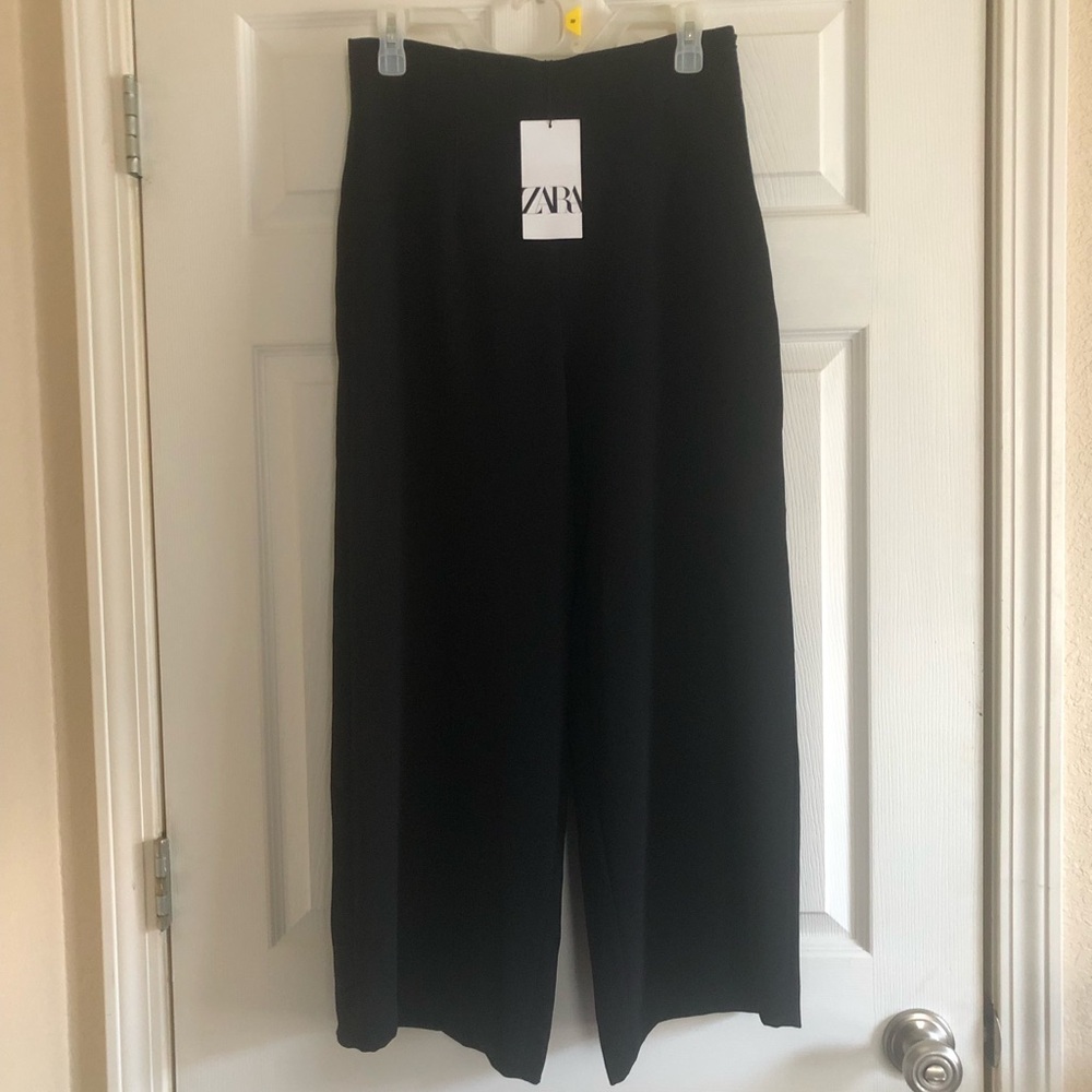 Zara Black High-Rise Wide-Leg Pants